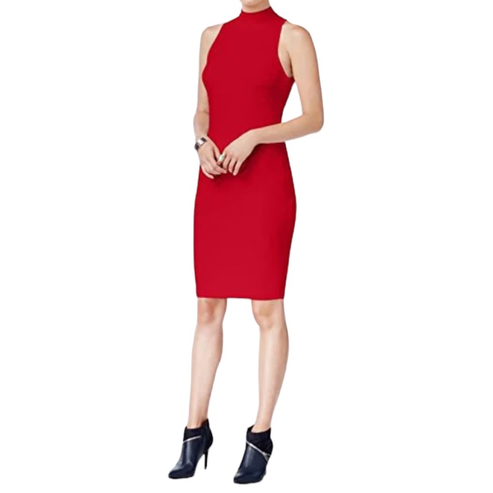Bar lll Women’s Glasgow Bodycon Sleeveless Knee Length Chili Red Dress Sz M